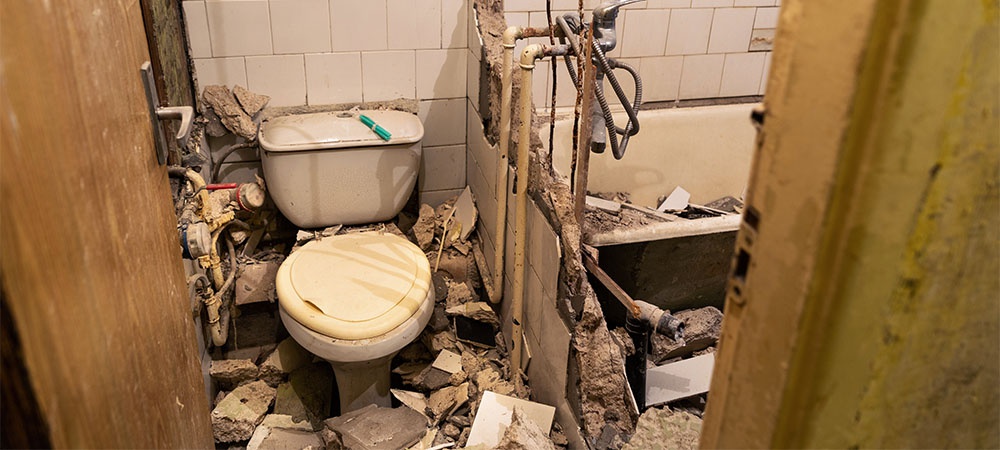 demolishing the old bathroom